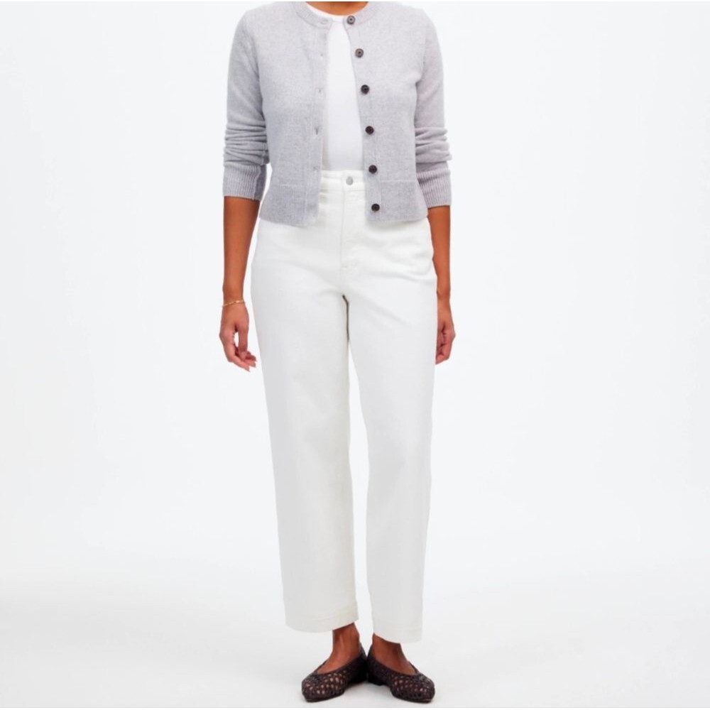 Madewell Women's White Wide-Leg Crop Jeans Size 29 Vintage High Rise
